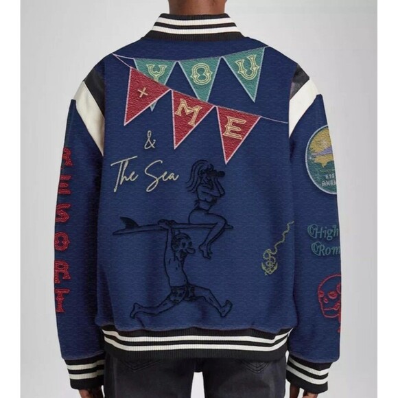 NEW Lifted Anchors Lovers Surf Club Varsity Jacket L  Letterman Streetwear - Picture 2 of 4